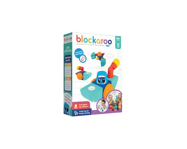 Clicstoys - Set cuburi din spuma cu magnet Blockaroo, Barca 10 piese