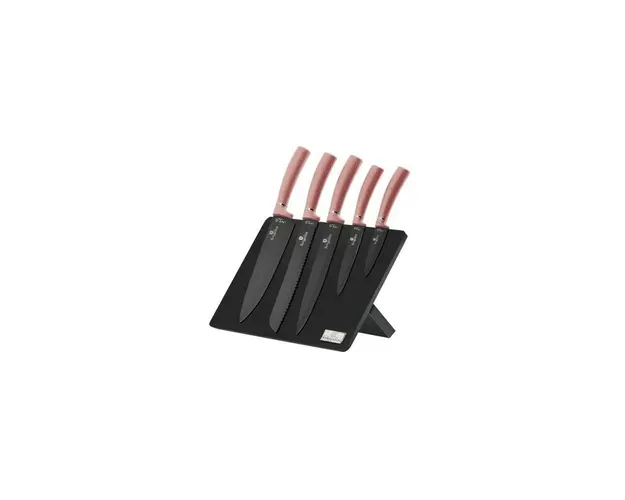 Set cutite otel inoxidabil, 6 piese, cu stand magnetic, I-Rose Edition Berlinger Haus, BH 2516