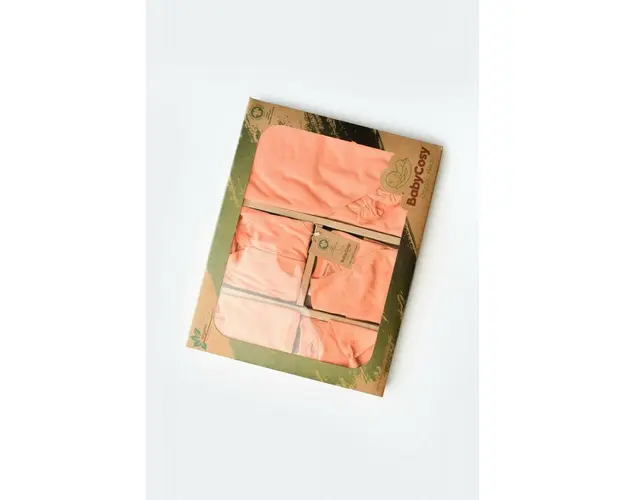 Set de 10 piese pentru nou nascut - 100% bumbac organic - Roz, BabyCosy