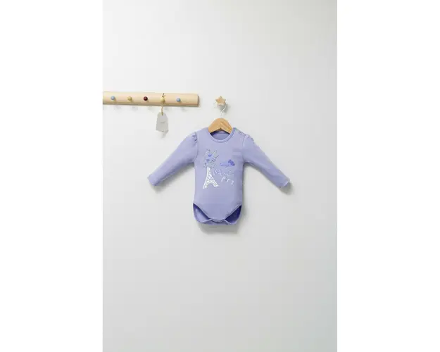 Set de 2 body-uri cu volanase pentru nou nascuti Paris, Tongs baby, mov (Marime: 3-6 Luni)