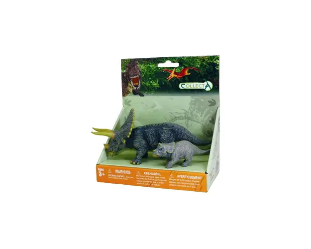 Set de 2 figurine pictate manual Triceratops cu pui 89312