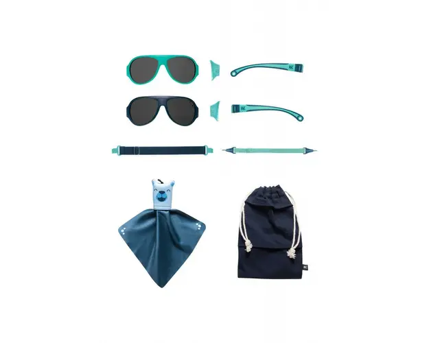 Ochelari de soare pentru copii MOKKI Click & Change, protectie UV, bleu, 2-5 ani, set 2 perechi