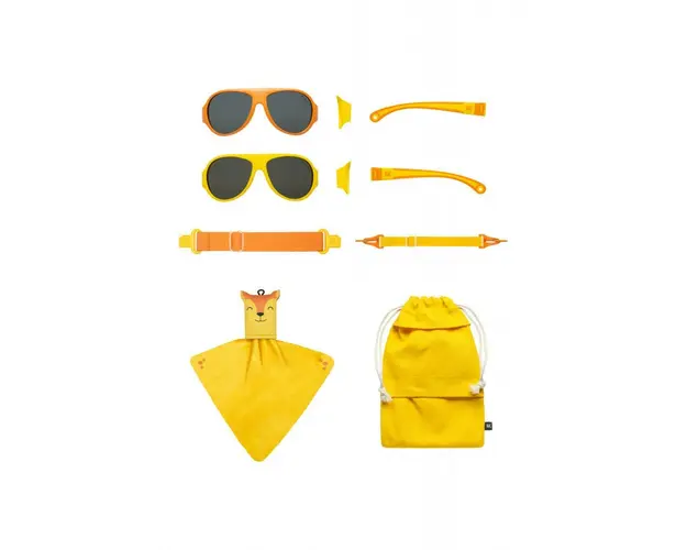 Ochelari de soare pentru copii MOKKI Click & Change, protectie UV, galben, 2-5 ani, set 2 perechi