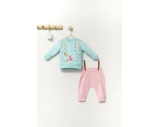Set de 2 piese de trening Scufita rosie pentru bebelusi, Tongs baby (Marime: 6-9 luni, Culoare: Corai)