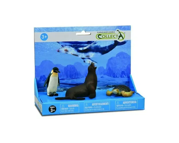 Collecta - Set de 3 figurine pictate manual Foca, Pinguin si Testoasa