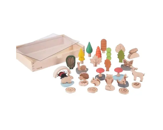 Set de 37 figurine din lemn pentru activitati educative Padurea