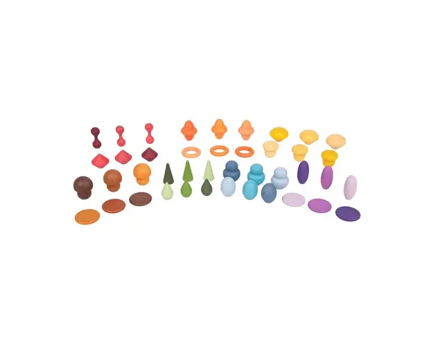 Set de 42 forme din lemn colorate pentru activitati educative Comorile Padurii