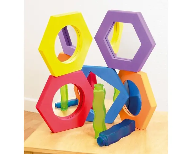 Set de 5 oglinzi hexagonale cu rama de spuma