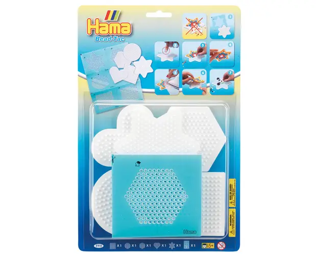 Set de 5 plansete Hama midi si 1 hartie autoadeziva Bead Tac in basica