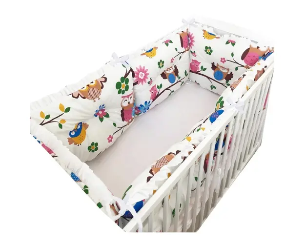 Set de 6 bucati aparatori protectii laterale patut 140x70 cm Deseda Bufnite colorate