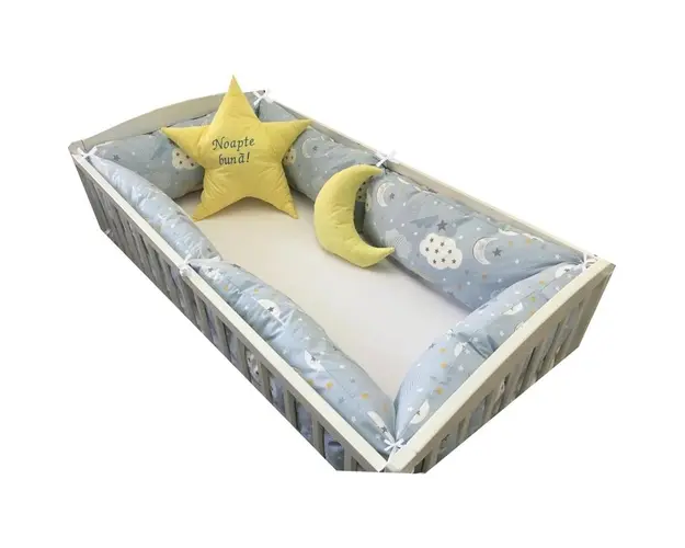 Set de 6 bucati Perne Lungi protectii laterale patut 140x70 cm Deseda Norisori albastrii