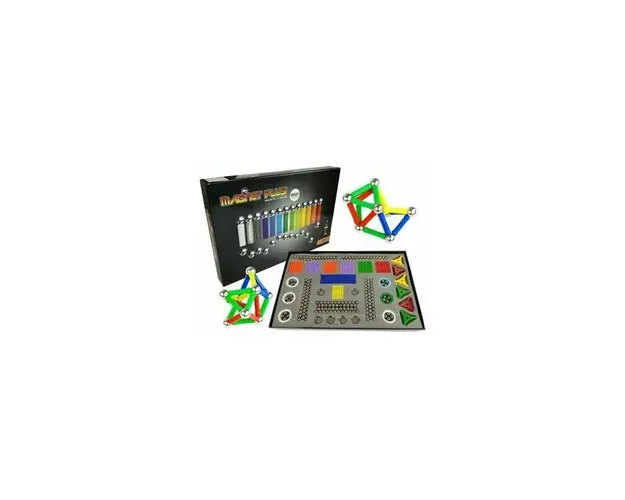Set de blocuri magnetice, Magnastix, 560 piese si placa de joc inclusa, LeanToys, 660