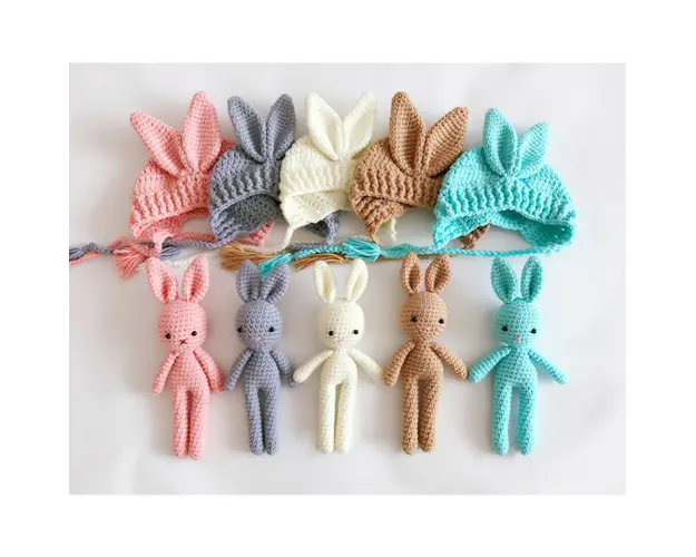 Set de caciulita cu iepuras pentru nou-nascut Drool (Culoare: Bleu)