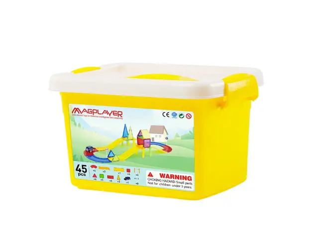 Set de constructie magnetic 3D - Circuit masinute (45 piese)