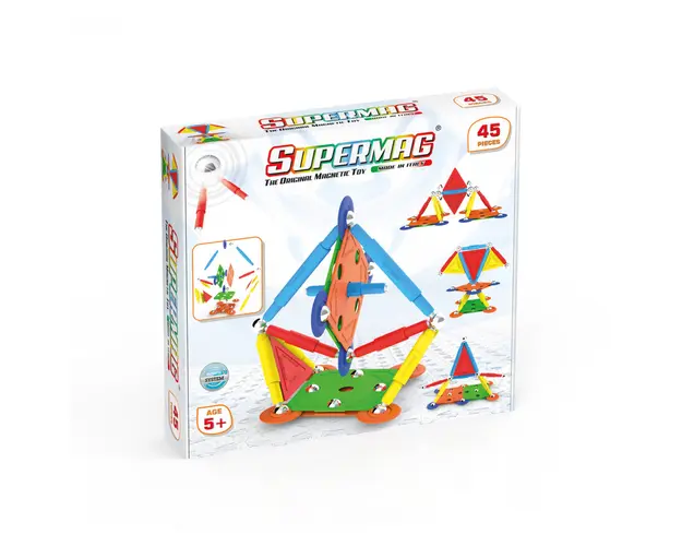 Set de constructie magnetic Supermag Projects Multicolor 45 piese