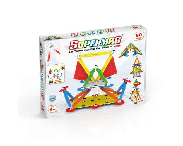 Set de constructie magnetic Supermag Projects Multicolor 60 piese