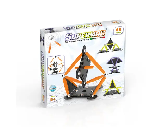 Set de constructie magnetic Supermag Projects Technicolor 45 piese