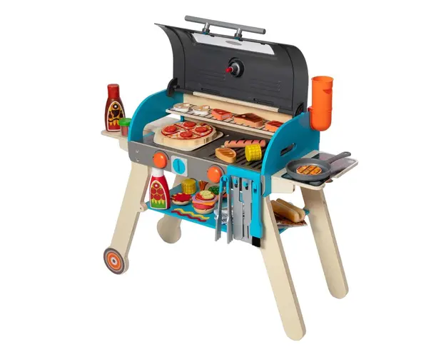 Set de joaca din lemn cu accesorii Grill si Pizza