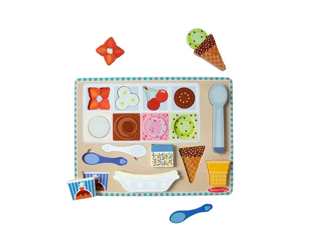 Set de joaca din lemn si puzzle magnetic Inghetata