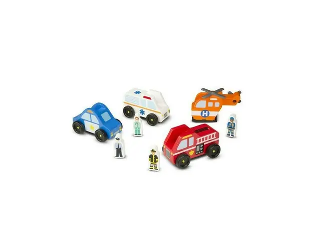 Melissa & doug - Set de joaca din lemn Vehicule de interventie