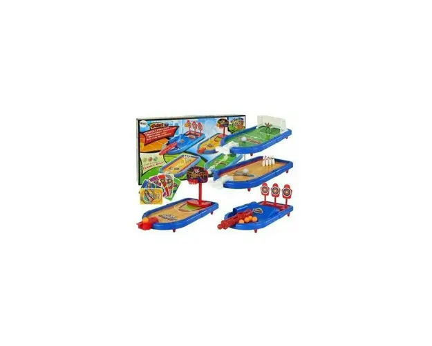 Set de jocuri 4 in 1, pentru copii, baschet, fotbal, bowling si tinta, LeanToys, 9470