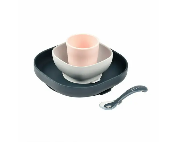 Set de masa silicon Beaba 4 piese Night Blue