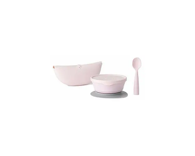 Set diversificare hrana bebelusi Miniware First Bites Deluxe, 100% din materiale naturale biodegradabile, 4 piese, Cotton candy