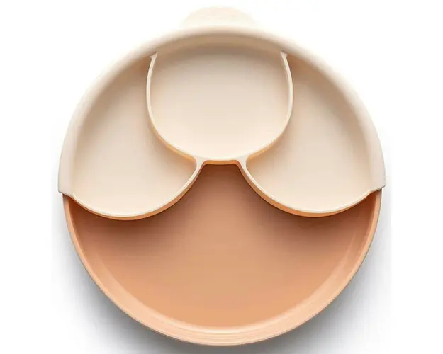 Set diversificare hrana bebelusi Miniware Healthy Meal, 100% din materiale naturale biodegradabile, 3 piese, Toffee/Peach