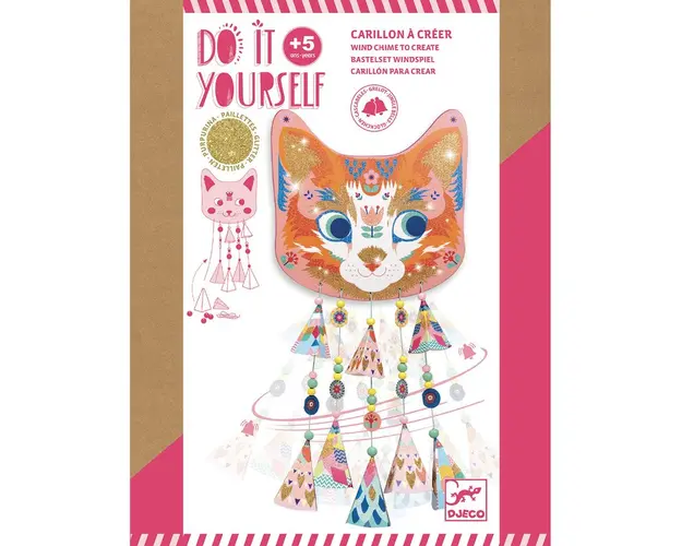 Djeco - Set DIY , Mobil cu clopotei si sclipici- Pisicuta