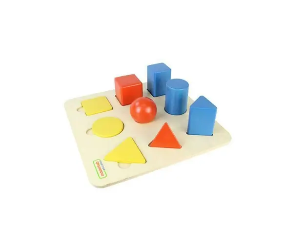 Joc sortator, educativ cu forme si corpuri geometrice, din lemn, +2 ani, Masterkidz