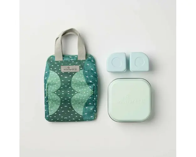 Set geanta termoizolanta Mealtote cu cutie Grow bento, Miniware Ready Go! Bento, 4 piese, Prickly Pear