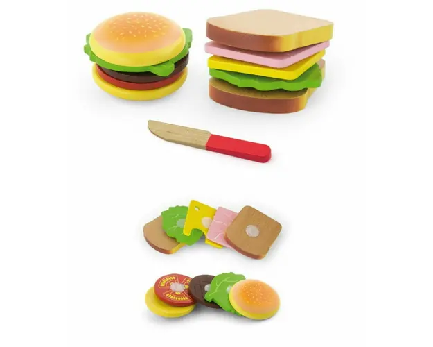 Viga - Set hamburger si sandvis din lemn,