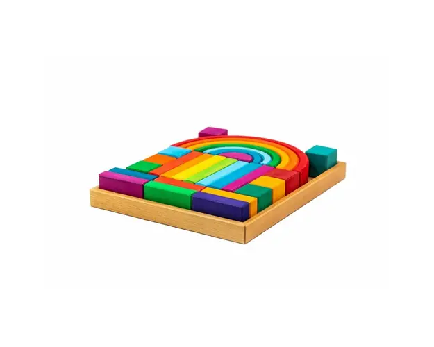 Marc toys - Set Handmade, Curcubeu cu Blocuri de Construit