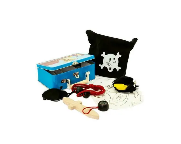 Set joaca De-a piratii, in cutie metalica, 15 accesorii, MAMAMEMO