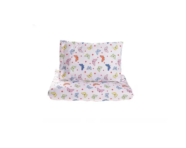 Set lenjerie 3 piese pentru patut stivuibil gradinita model fluturasi