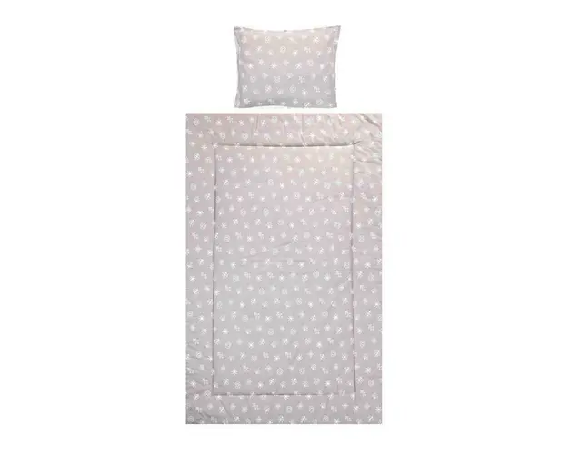 Lorelli - Set lenjerie pat 3 piese, bumbac ranforce, Cosy, Abstract Leaves Grey