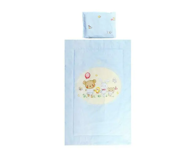 Set lenjerie pat 3 piese, bumbac ranforce, Cosy, Bear Party Blue