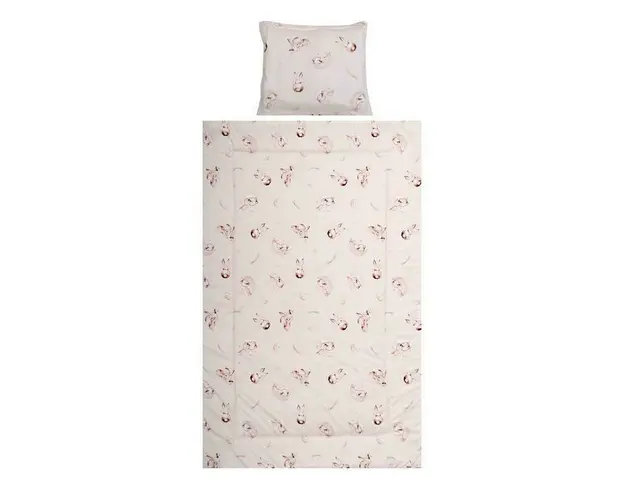 Lorelli - Lenjerie 3 piese Cosy , Bunnies, din Bumbac, 150x100 cm, Bej