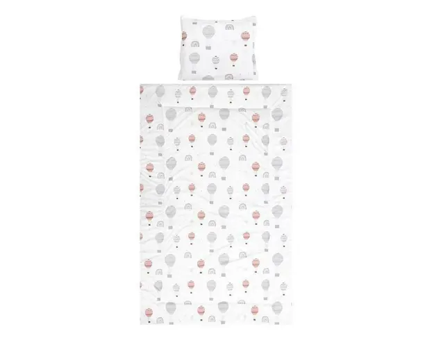 Lorelli - Lenjerie 3 piese Cosy , Baloons, din Bumbac, 150x100 cm, Gri