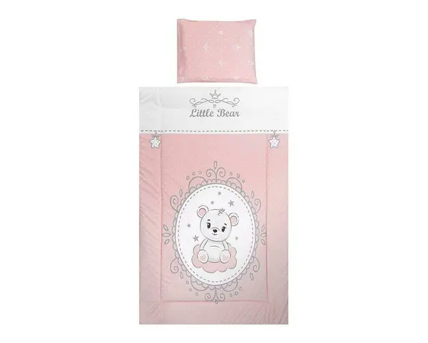 Set lenjerie pat 3 piese, bumbac ranforce, Cosy, Little Bear Pink