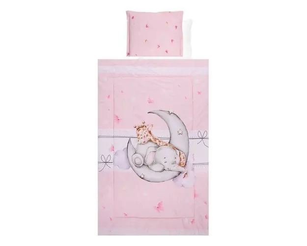 Set lenjerie pat 4 piese, bumbac ranforce, Butterflies Pink