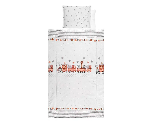 Set lenjerie pat 4 piese, bumbac ranforce, Grey Train