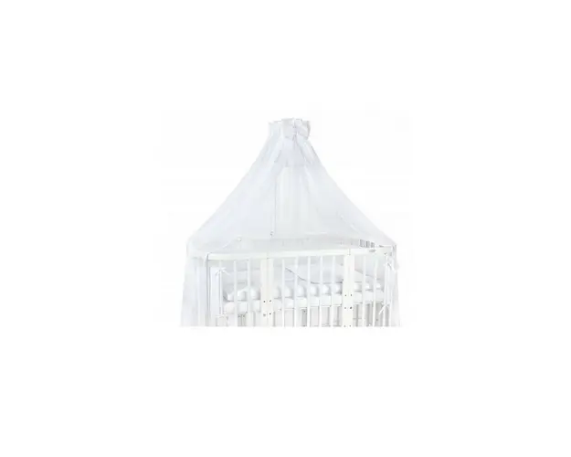 Set Lenjerie pentru Patut, Waldin, Evolutiv, cu 11 piese, baldachin, suport, perne, ceasafuri, asternuturi, Alb 88