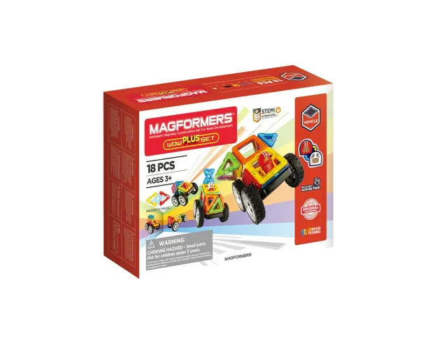 Set magnetic de construit- Magformers Wow Plus, 18 piese