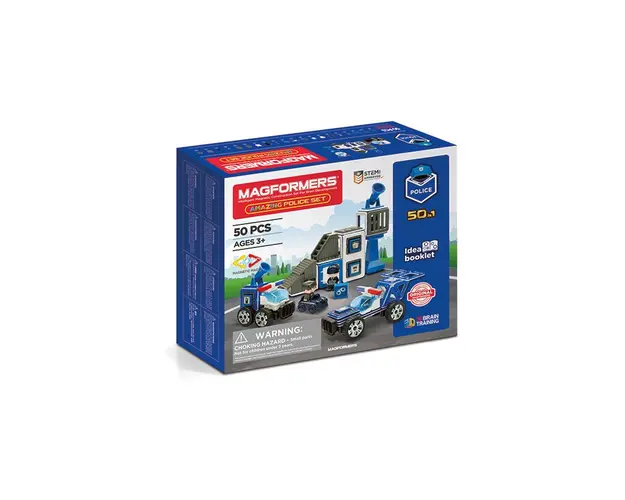 Clicstoys - Set de constructie Magnetic Uimitorul set de politie , Magformers