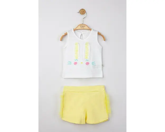 Set maiou de vara cu pantalonasi cu tulle pentru bebelusi , Tongs baby (Culoare: Verde, Marime: 9-12 luni)