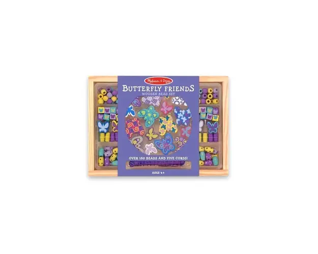 Melissa & Doug - Set margele din lemn Fluturasi Prietenosi Melissa and Doug