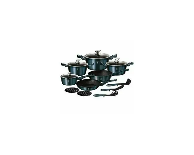Set oale, cratite si tigai marmorate, 18 piese, din aluminiu forjat, METALLIC LINE Aquamarine Edition, Berlinger Haus, BH 7036