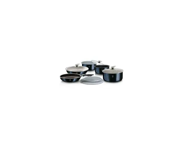 Set oale si tigai marmorate cu maner detasabil, 12 piese, aluminiu forjat, Aquamarine Metalic Line, Berlinger Haus BH 6101