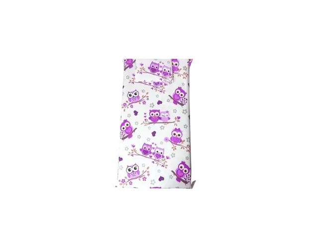 Set Paturica bebe cu Cearsaf si Pernuta pt pat 120x60 cm Bufnite cu violet
